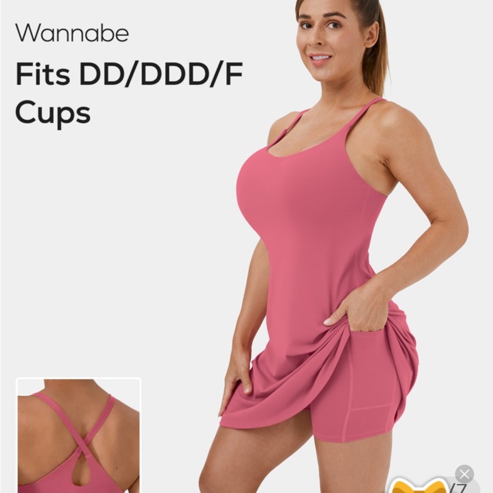 NWT Halara Cloudful Mini Hot Pink Activewear Athleisure Dress Medium DD/DDD/F